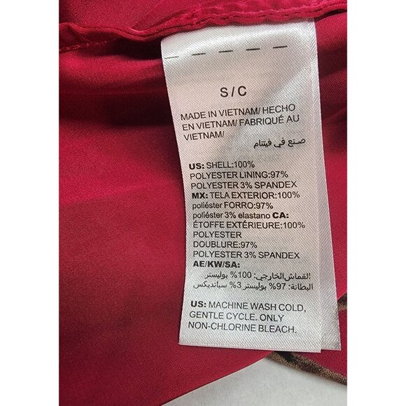 Floral Red Sleeveless Halter Dress With Gold Accents By White House Black Market - Picture 10 of 11